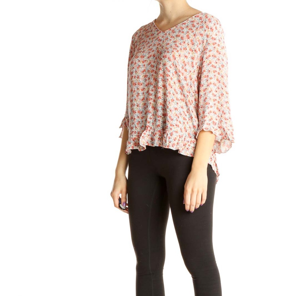 Cynthia Rowley ruffle trimmed bell sleeve top szS